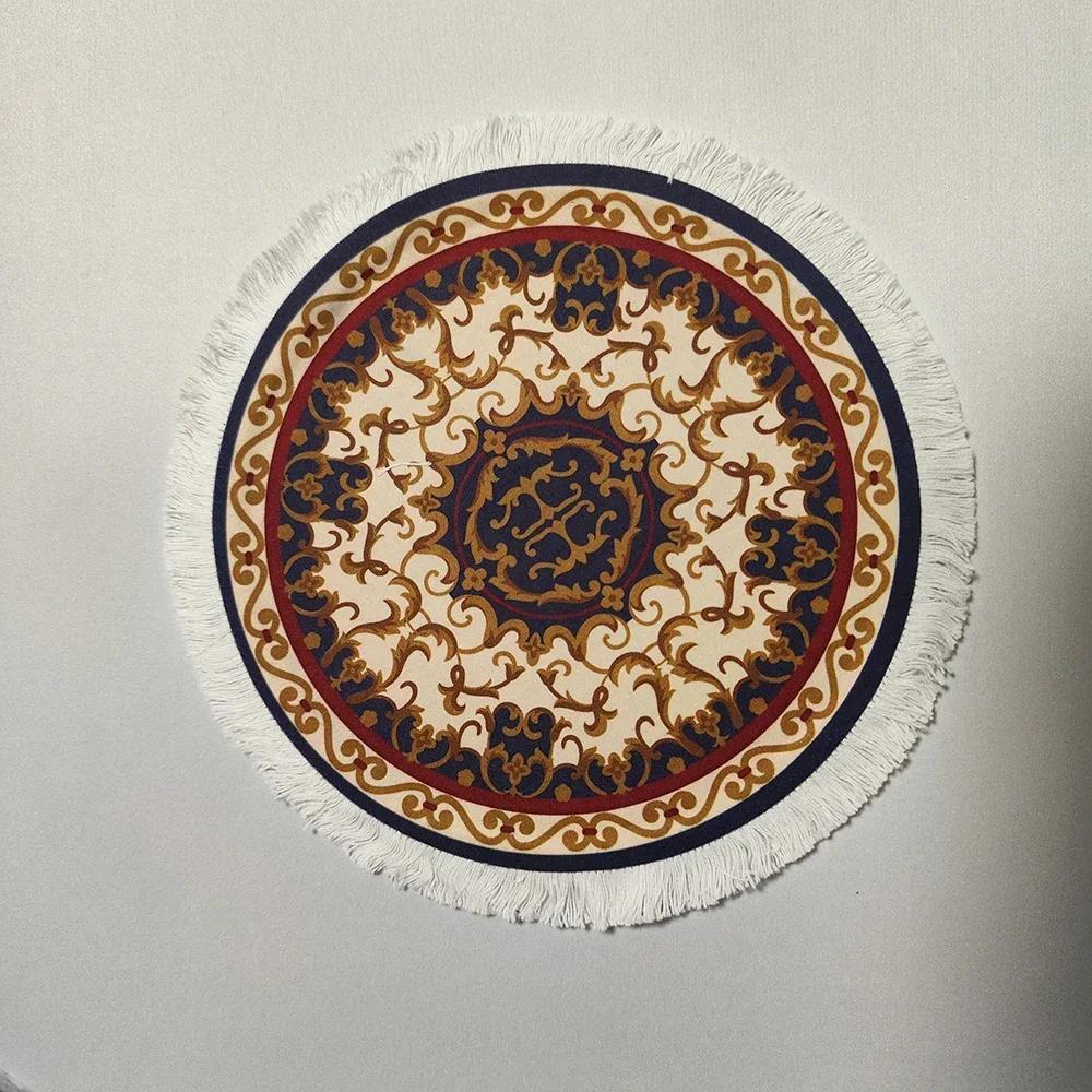 Woven flower Persian carpet small coaster wholesale merchants mouse pad desk mat retro style rubber non-slip computer desk mats