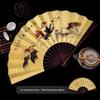 Fan for Men with a Domineering Style, Traditional Chinese Style Folding Fan with Jade-Like Black Bamboo Wood, Portable for Summer, Suitable for Dance