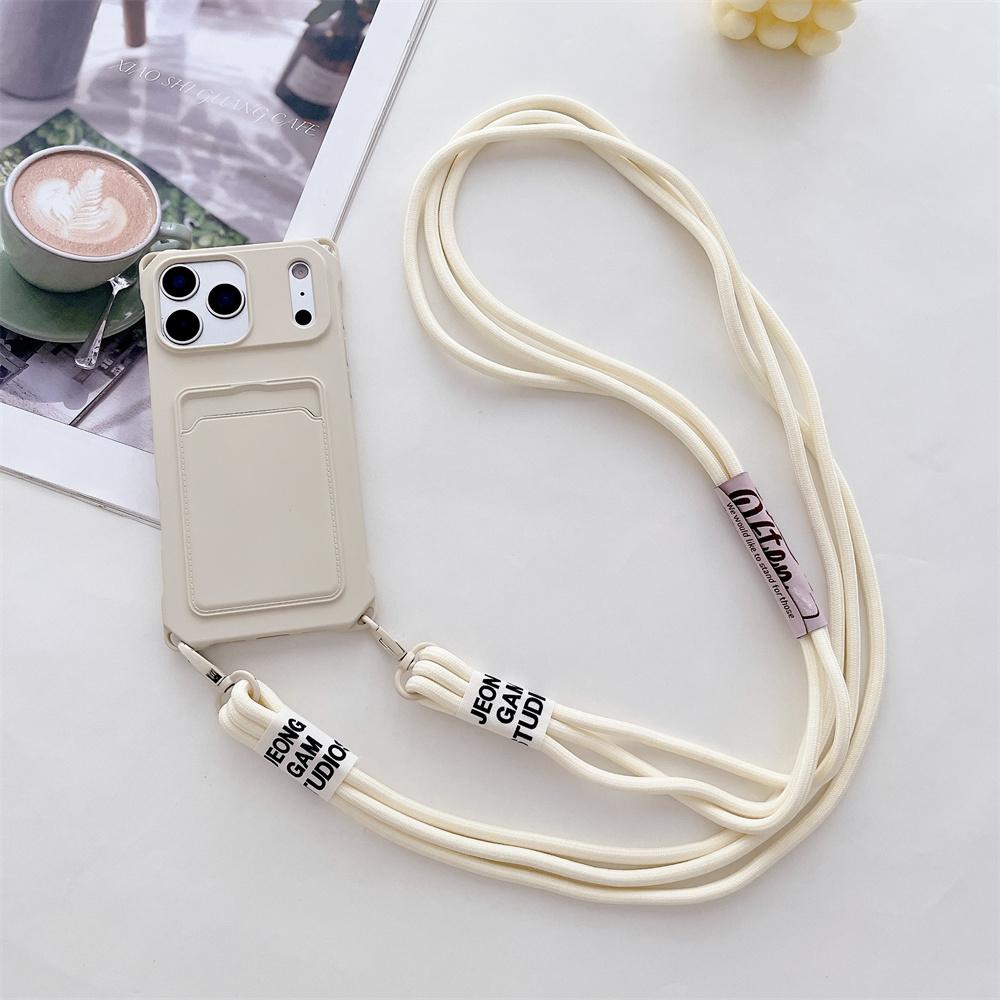 Wallet Crossbody Phone Case for IPhone 17 Air 16 15 14 13 12 11 Pro Max X XS XR Strap Necklace Card Holder Soft Silicone Cover