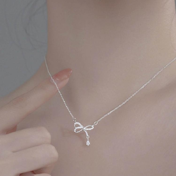 Girls Collar Diamante Bowknot Necklace Jewelry Choker Chain Glinting Crystal