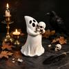 Retro Resin Craft Halloween Ghost Figurine with Skull, Statue for Tabletop Decor, Gothic Ornament Home Desktop Window And Party Decorations