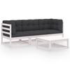4 Pcs Garden Set with Cushions Solid Pine Wood