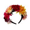 Colorful Rose Flower Headband for Music Festival Artificial Flower Wreath Hairhoop Wedding Bride Dressingup Accessory