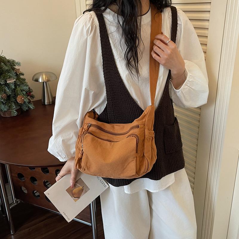 Solid Color Large Capacity Tote Bag Women's Shoulder Bag Commuter Lightweight Crossbody Bag