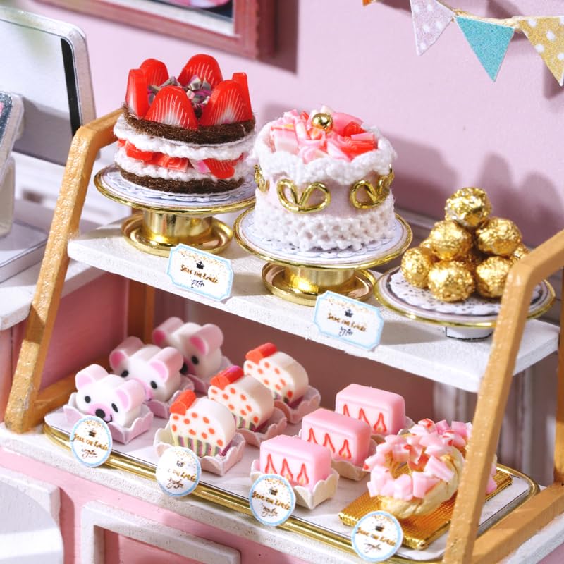 DIY Wooden Miniature Dollhouse Kit [Sweet Cake Shop] Handmade Interior Decor Beginner-Friendly Stylish Gift 3D Puzzle
