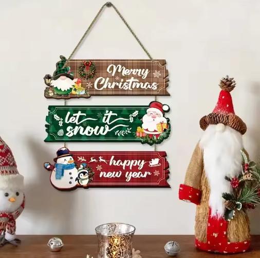 1D Flat Decoration, 1 Set of 1pcs 1D Flat Christmas Ornament Hanging Set | Includes Santa Claus, Snowman, and Reindeer Designs