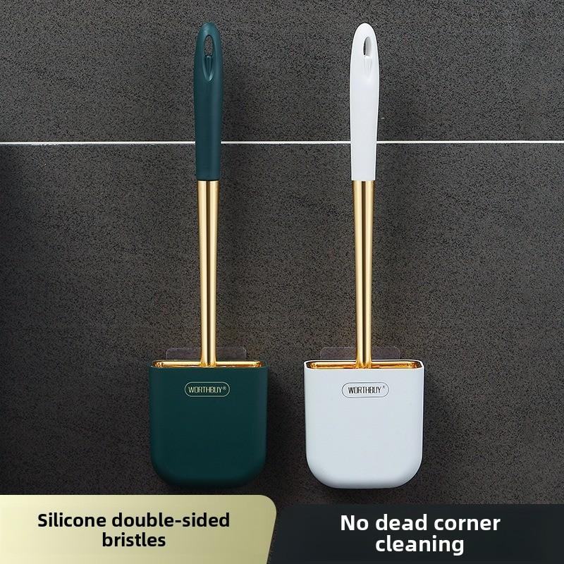 Luxury Wall-Mounted Silicone Toilet Brush & Holder Set for WC Bathroom Accessories - Durable Toilet Wash Brush Clean Maintenance
