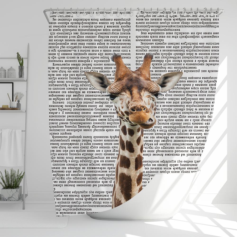 Funny Animal Shower Curtain Giraffe Jungle Safari Tropic African Wildlife Black And White Modern Designer Cool Bathroom Decor