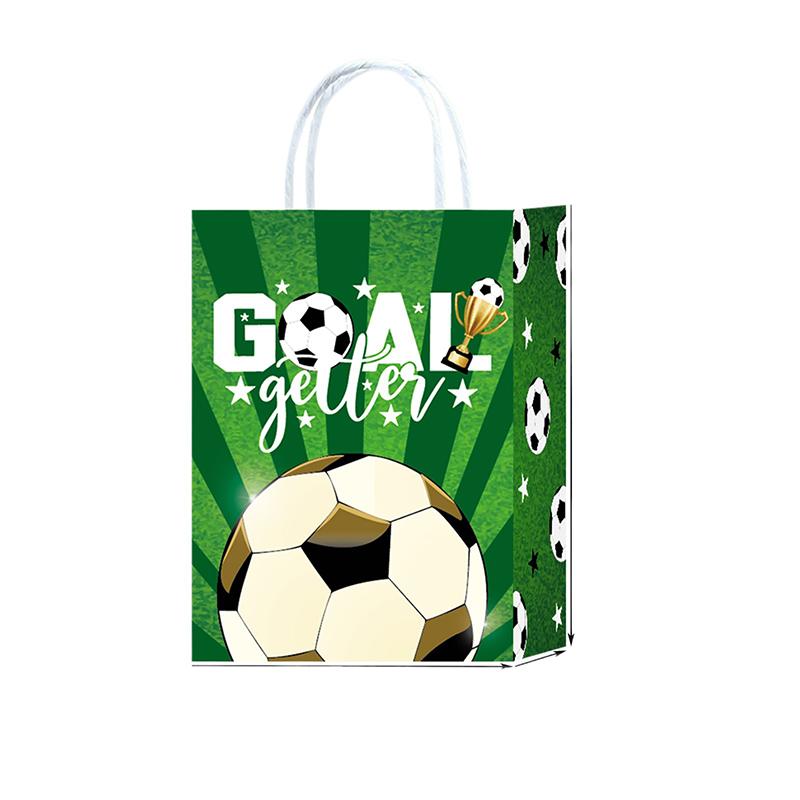 Football-Themed Tote Bag Party Football Pattern Gift Bag Sporty Shopping And Beverage Paper Bag