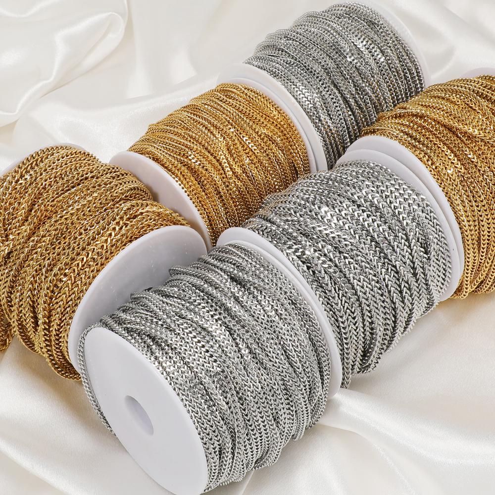 1 Meter Edelstahl Flach Quadrat Kubanische Ketten für Halskette Anhänger Verschlüsse Armbänder Zubehör DIY Schmuckherstellung Zubehör