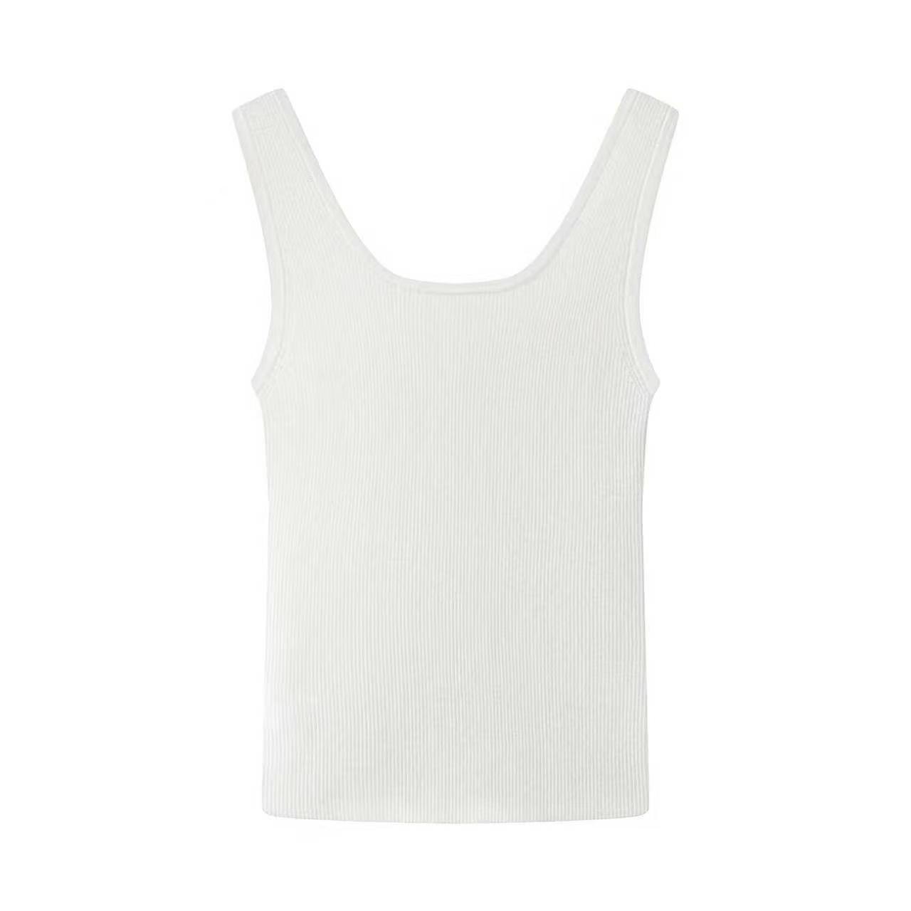 In Stock: 2026 Spring Slimming U-Neck Knit Vest Top BR801211 Medium белый