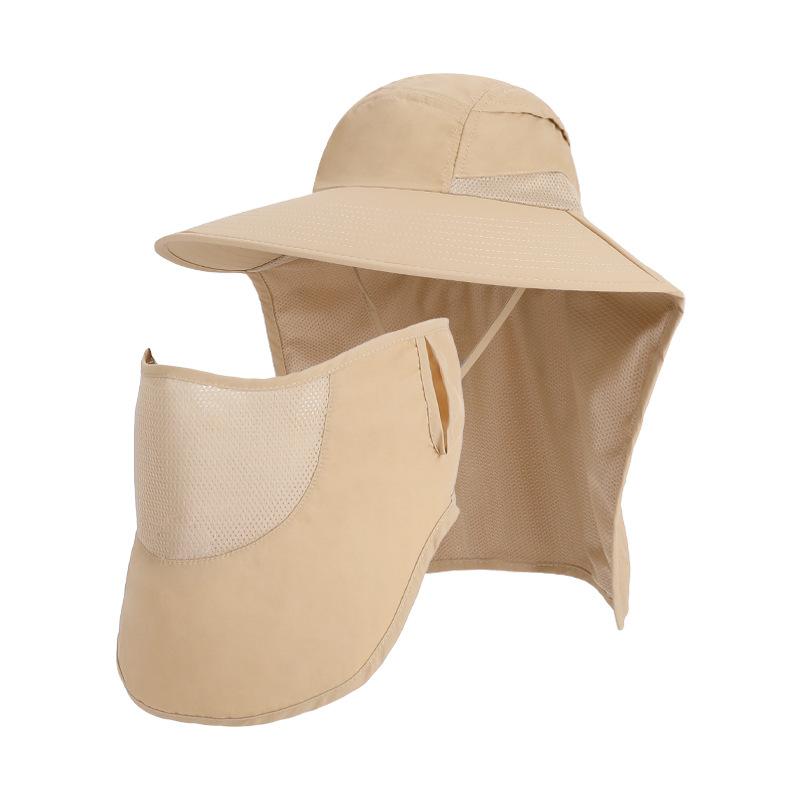 Summer Big Eaves Shawl Sun Hat Face Mask Bucket Hat Men and Women Outdoor Mountaineering Fishing Breathable Sun Protection Hat