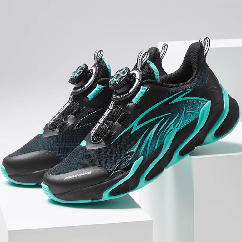 Anta Kids Red Flame Fabric Comfortable Versatile Non-Slip Wear-Resistant Low-Top Running Shoes Kids Sneaker Black Green A12435524-4