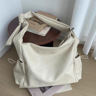 Weiche PU-Leder Damen-Schultertaschen Vintage Geknoteter Riemen Crossbody-Tasche Einfach Lässig Große Kapazität Damen Arbeitstasche Handtaschen