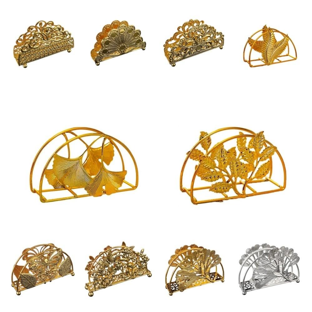 Space-Saving Ironwork Gold Tissue Holder Standing Nordic Style Flower Tissue Dispenser Rust-proof No-slip