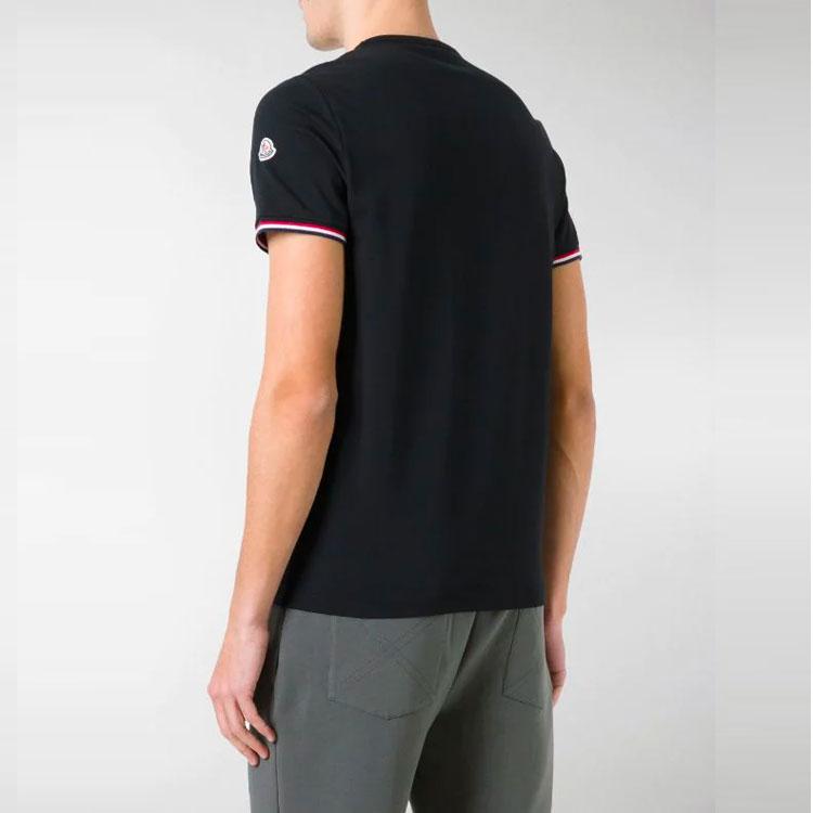 Moncler SS21 Logo Patch Short Sleeve T-Shirt Men Tops Black 801990087296999