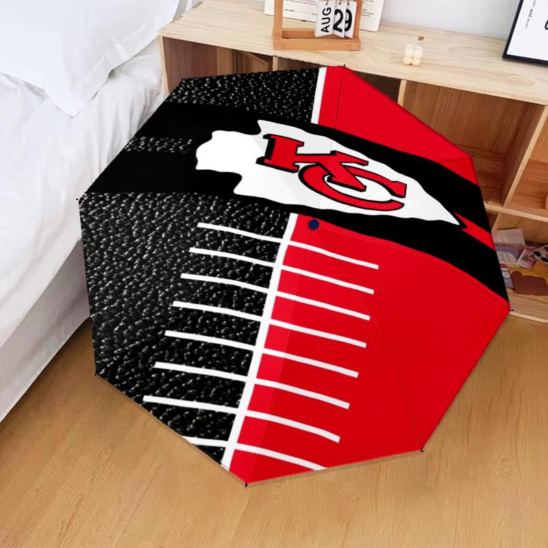 Kansas City Chiefs Logo Umbrella Folding Umbrella, Automatic Umbrella 8-Frame for Travel, Camping Use Gift for Halloween Christmas