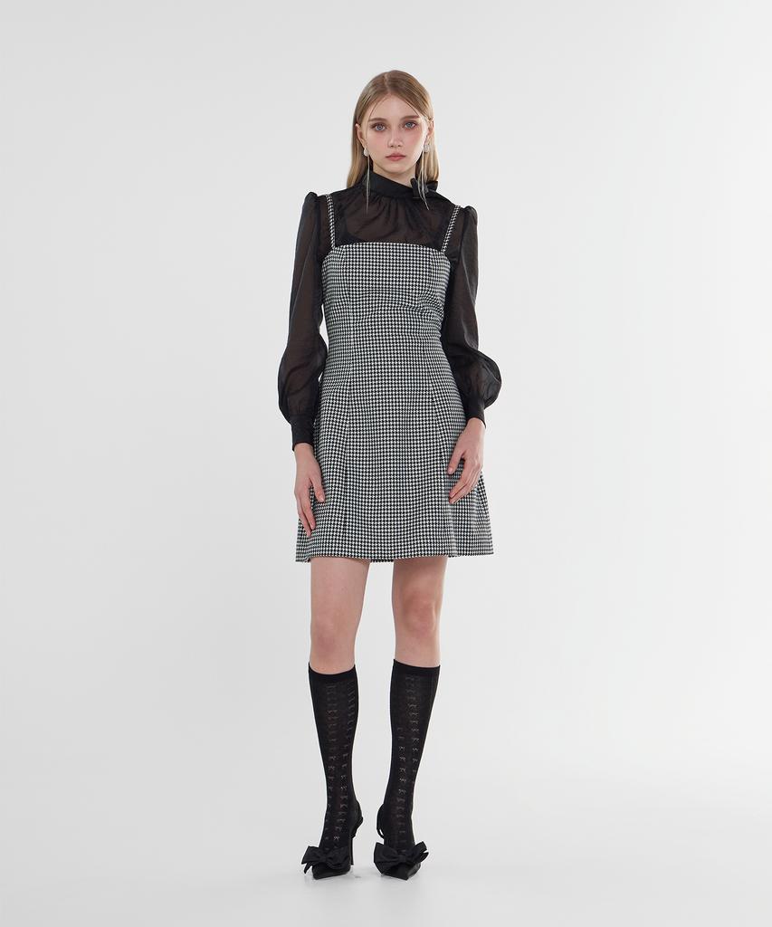 Scus Square Pied Dress_Hound Tooth Check