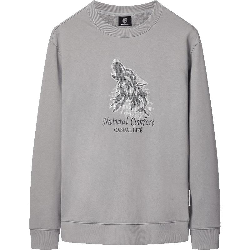 Septwolves Men s Embroidered Wolf Head Long-Sleeve Casual Top 185/100A