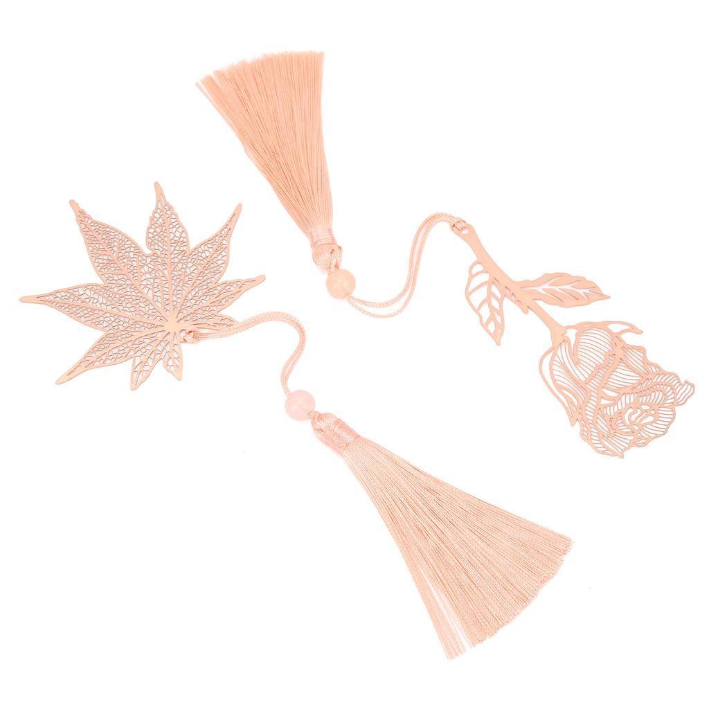 2 Buc Semne de Carte Metalice Aur Galvanizat Oțel Inoxidabil Stil Floare Frunză Semn de Carte Gol pentru O