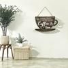 Wooden Coffee Cup Hanging Sign Good Mood Starts with Coffee Tea Door Plaque Kitchen Cafe Coffee Corner Wall Hanging Decoration Ornament