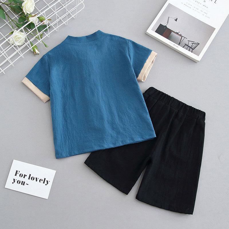 Chlapecký krátkorukávový hanbokový oblek Dětský čínský styl Starověký oblek Tang Letní pro miminka Prodyšný Starověký styl Oblečení na vystoupení