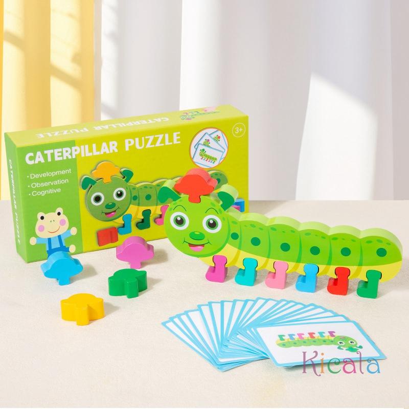 Colorful Caterpillar Shape Sorting and Matching Toy Educational Wooden Early Learning Toy Colorful Toy Durable Wooden Toy Gifts