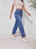 Klassiske Retro Jeans til Kvinder med Vide Ben og Stretch - Ensfarvede, Høj Stretch, Afslappet Pasform