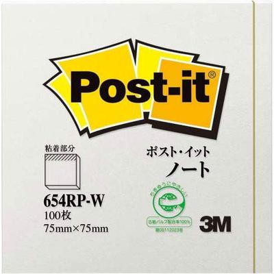 3M Recycled Paper Notebook White 00005793 Post-it 654RP-W
