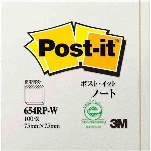 

Блокнот из переработанной бумаги 3M, белый 00005793 Post-it 654RP-W белый