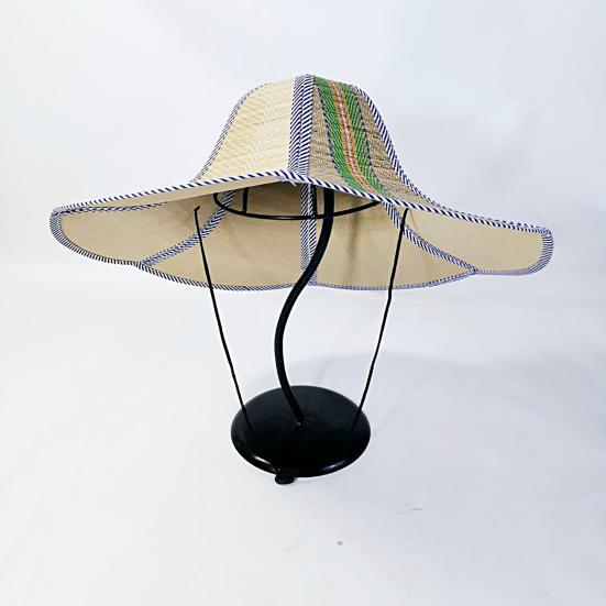 Fishing Hat Folding Sun Protection Black Drawstring Wide Brim Unisex Fishing Straw Cap for Outdoor