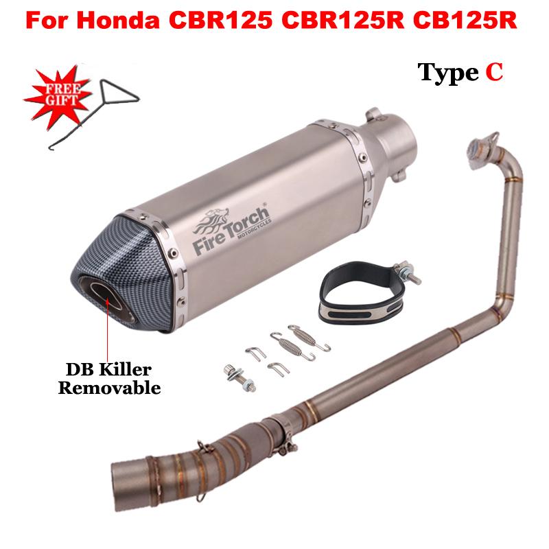 Slip On For Honda CBR125 CBR125R CB125R CBR 125 Motorcycle Exhaust System Front Link Pipe Muffler Escape Removable DB Killer
