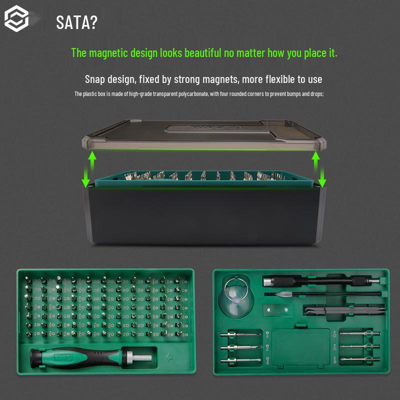 SATA Multi-Function Ratchet Screwdriver Set for Phone Repair - Phillips, Hex, Special Shapes