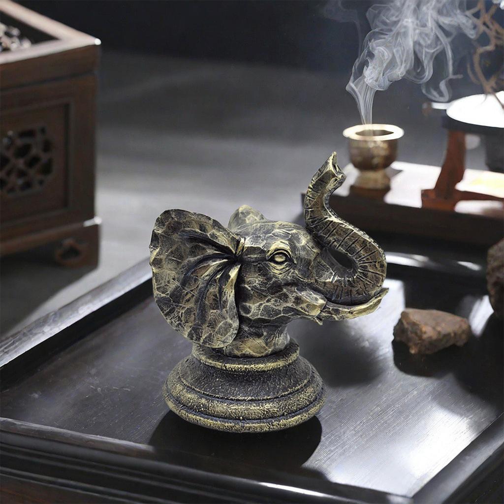 Vintage Elephant Figurine Decorative Sculpture for Home Bar Entryway Table Accent Unique Animal Statue Ornament