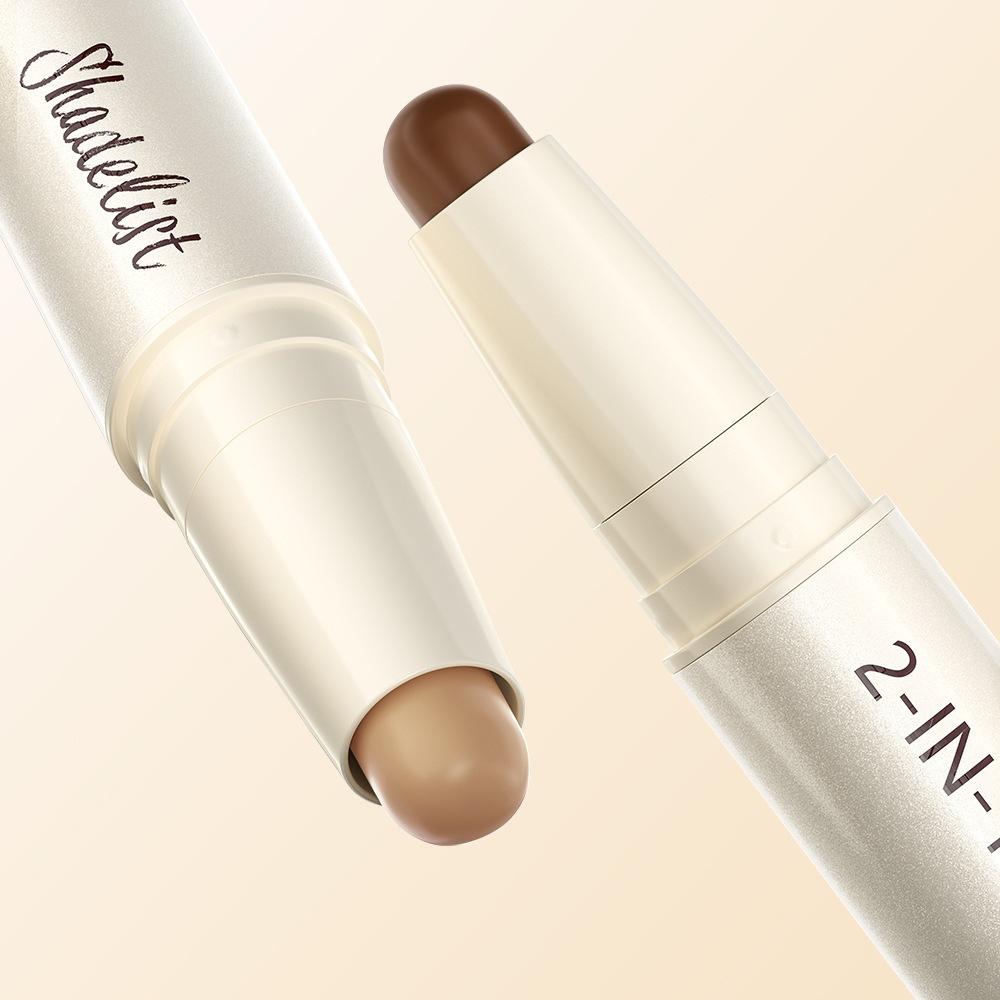 Feuchtigkeitsspendender Seidiger Dreidimensionaler Konturstift Natürlich Matt Zweifarbiger Gesichts-Highlighter Aufheller Nasenschatten Make-up Concealer