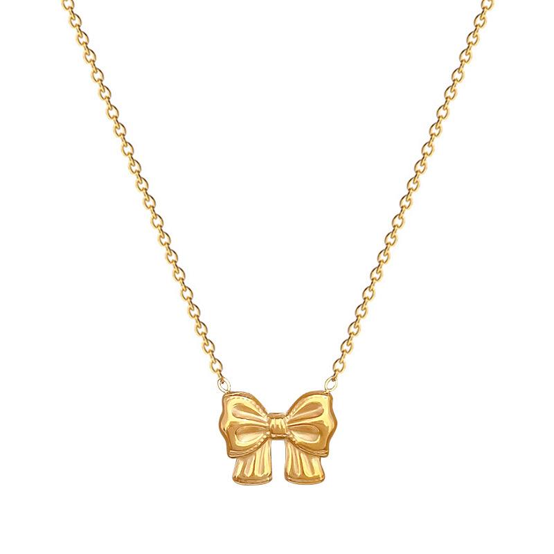 Bow Mori Personality Minimalist Furnace Real Gold Necklace Female Collarbone Chain
