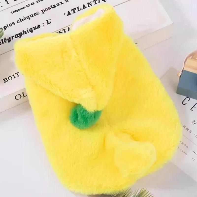 Pet Banana Clothes Winter Warm Transformed Banana Dress for Dog Cat Plush and Thicken Banana Costumes Puppy Jumpsuit