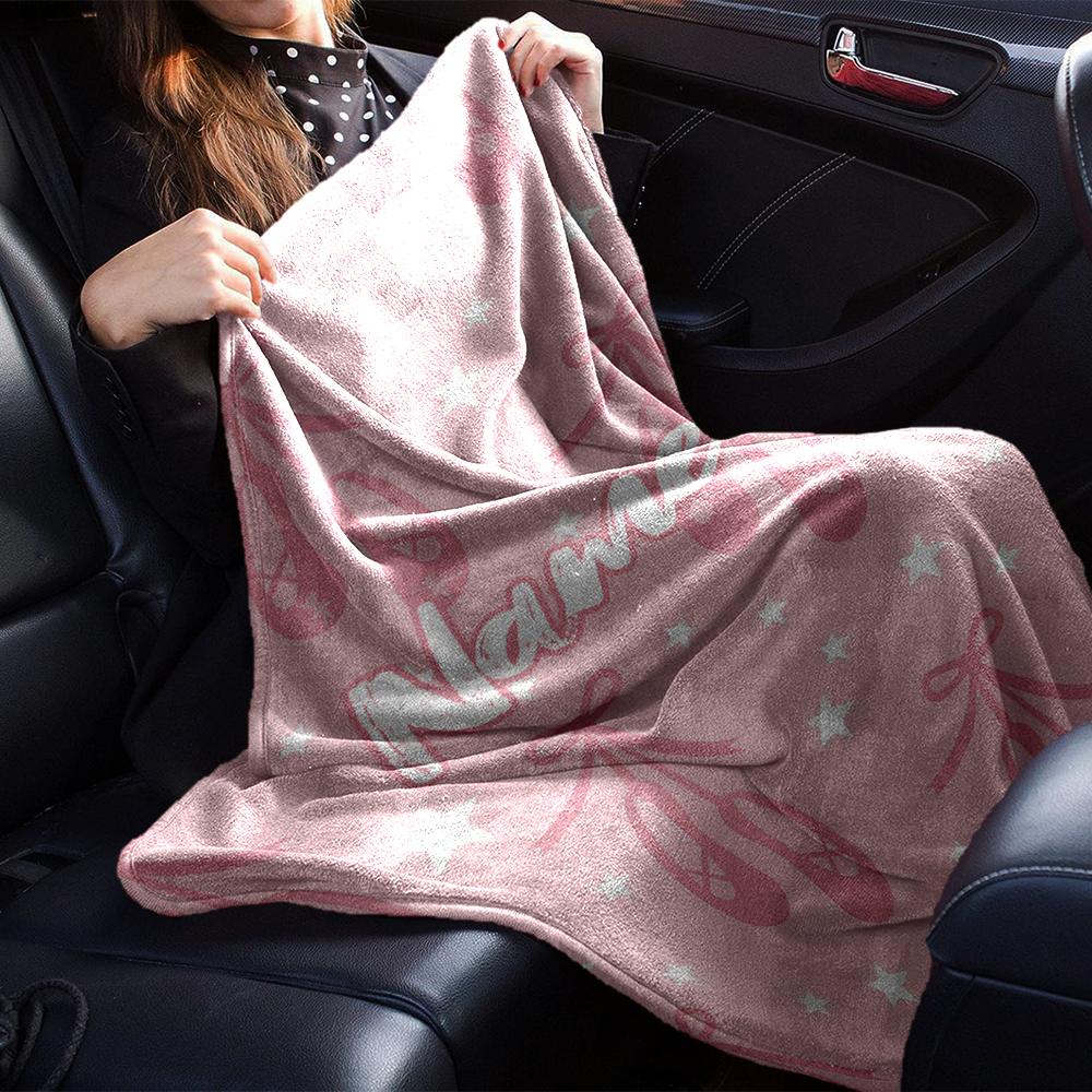 Custom Name Ballet Theme Printed Blanket - Perfect for Couch, Bed, Travel & Outdoor Use | Machine Washable, Cozy & Durable.