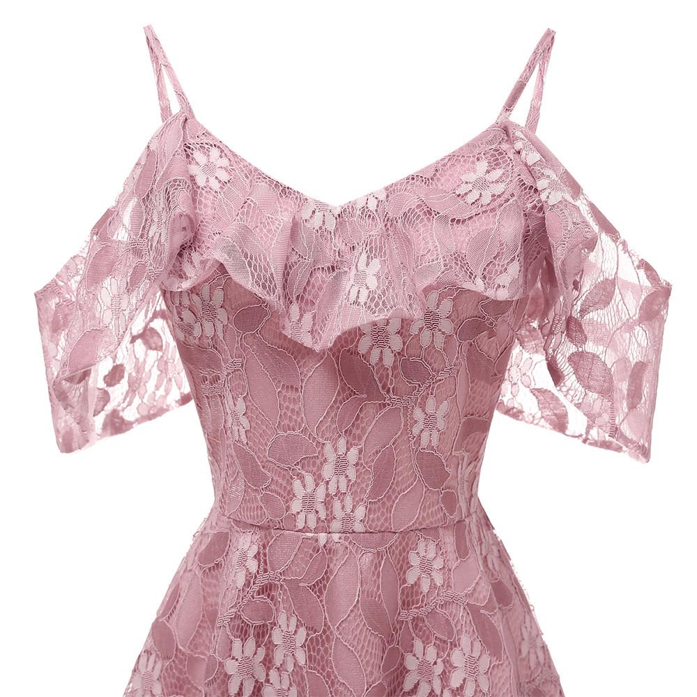 Women Vintage Princess Floral Lace Cocktail Neckline Party Aline Swing Dress