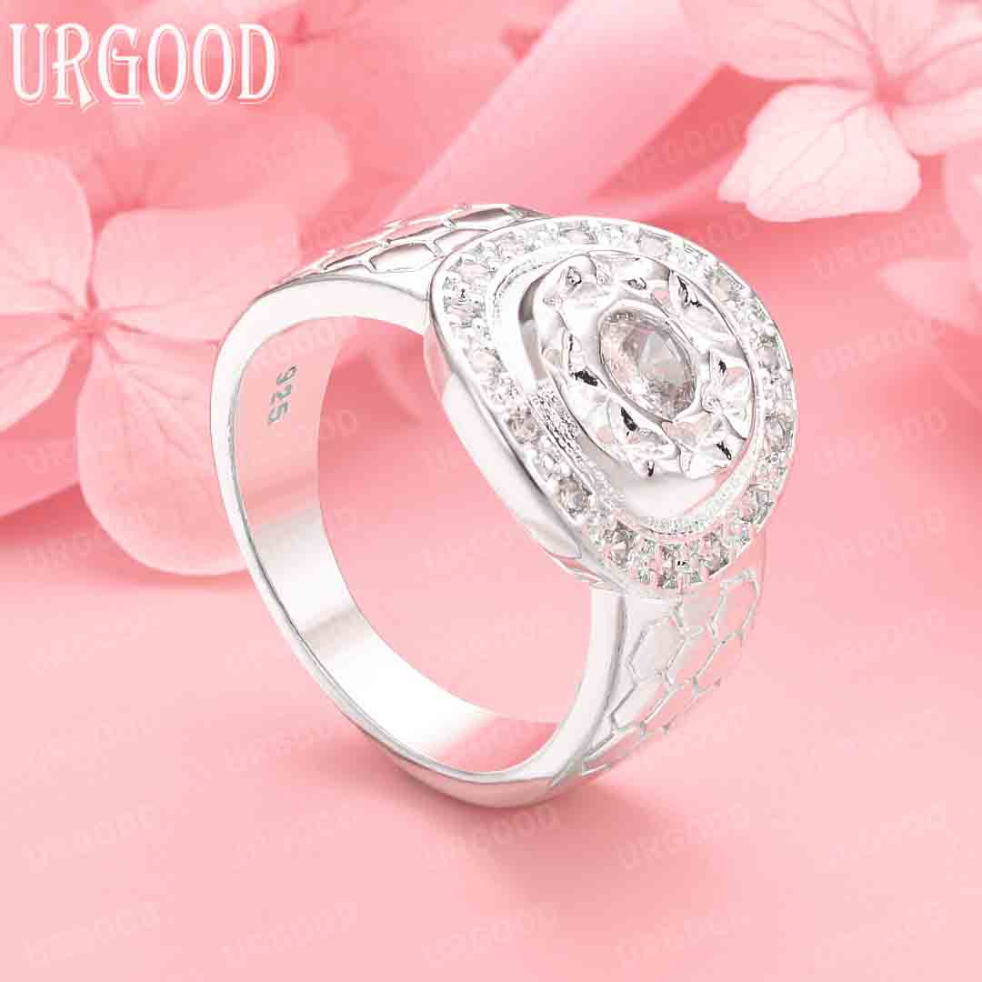 

925 Sterling Silver Fashion Jewelry AAA Zircon Wedding Ring 10#