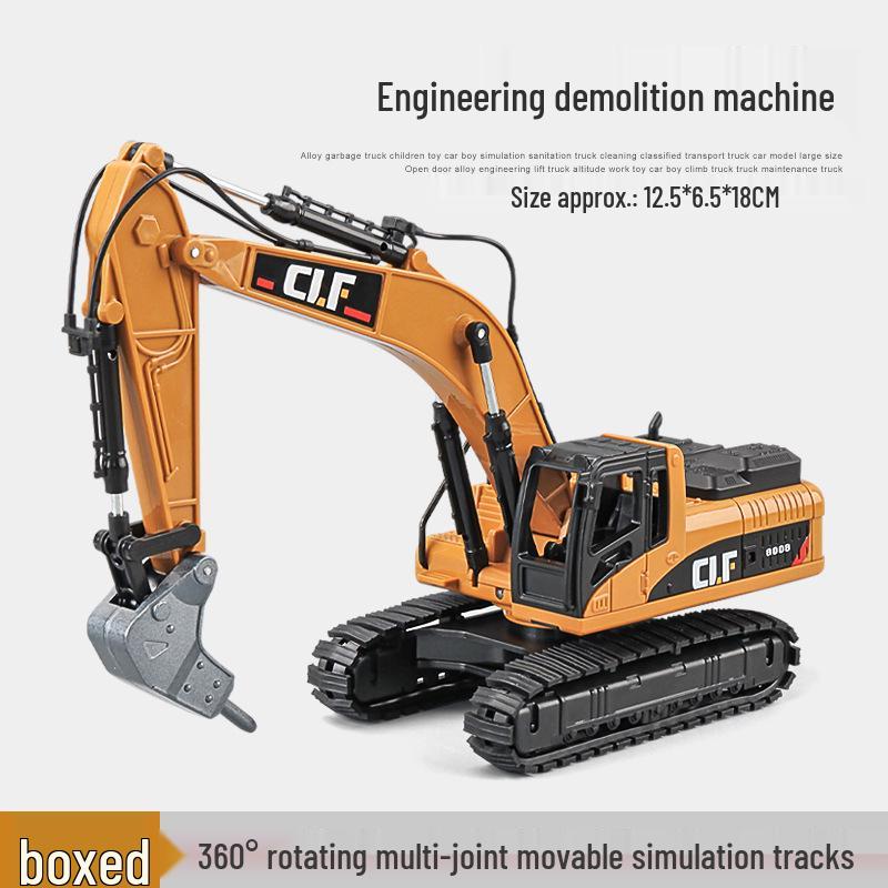 Car Cube Alloy Construction Vehicle Set: Loader, Excavator, Crane, Mixer Truck, and Road Roller Toy