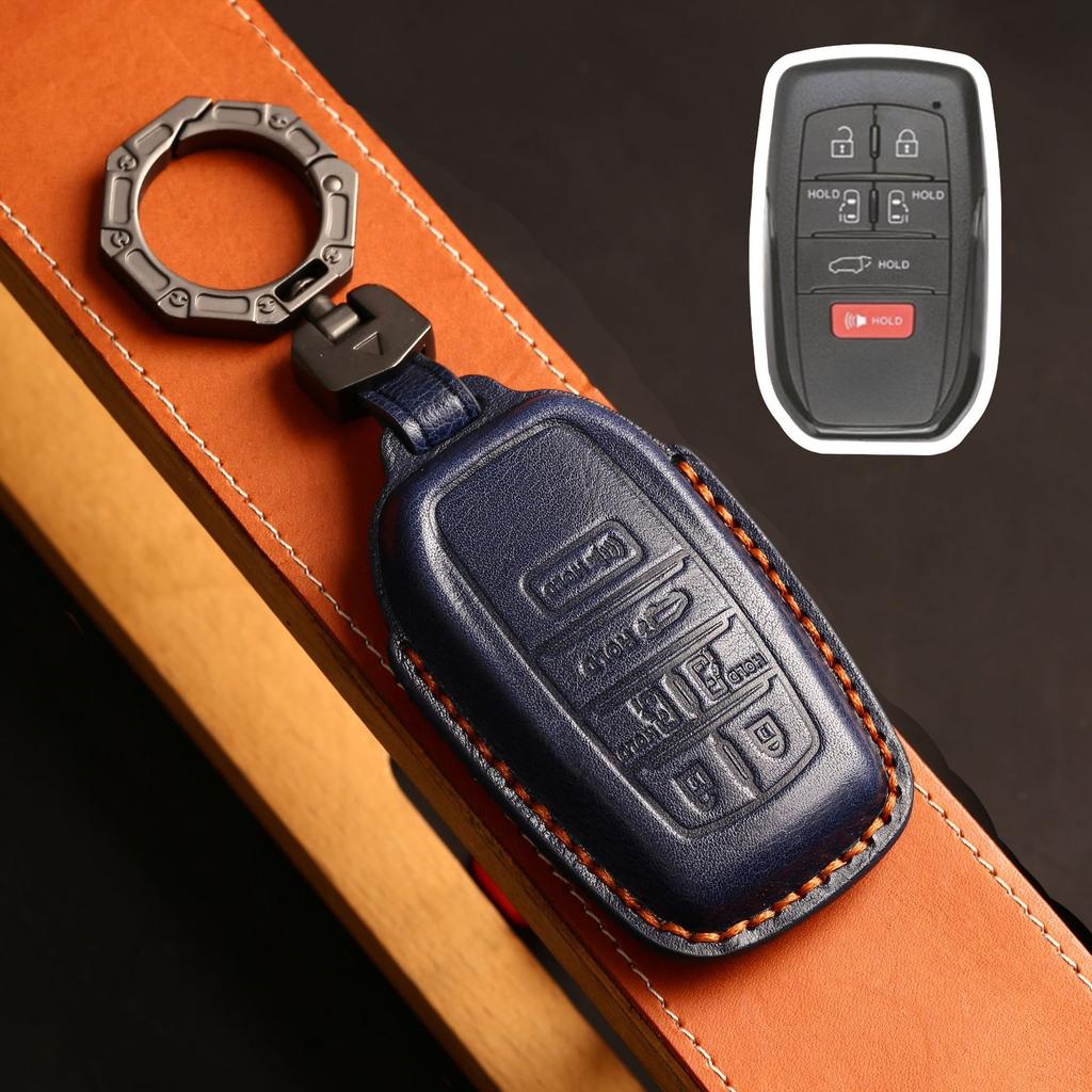 Leather Car Key Fob Case Cover Accessories For Toyota Sienna Rav4 Venza Mirai Hybrid Vehicles Alphard Previa Voxy