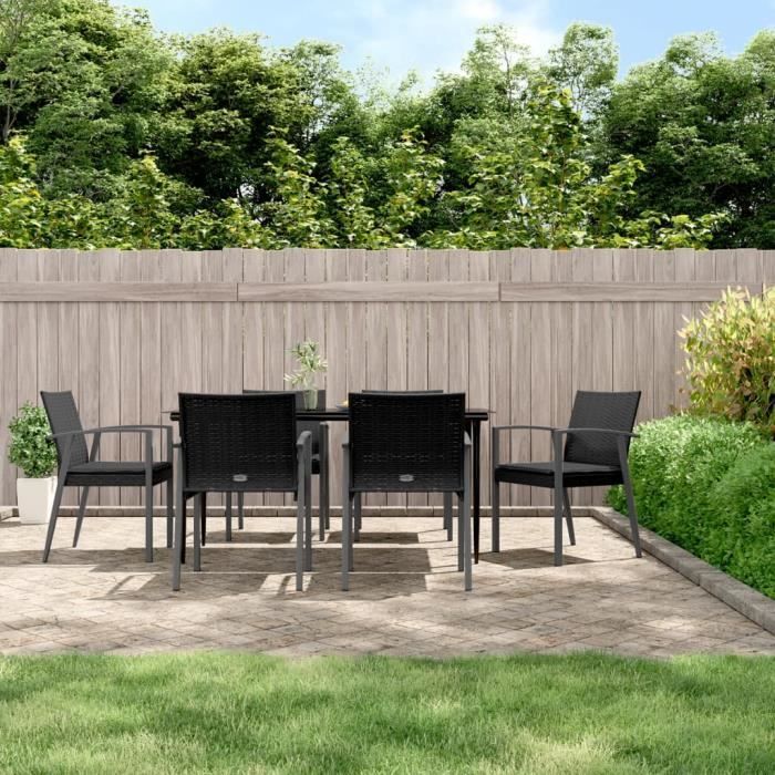 VidaXL Ensemble à manger de jardin 7 pcs coussins résine tressée acier 3186980