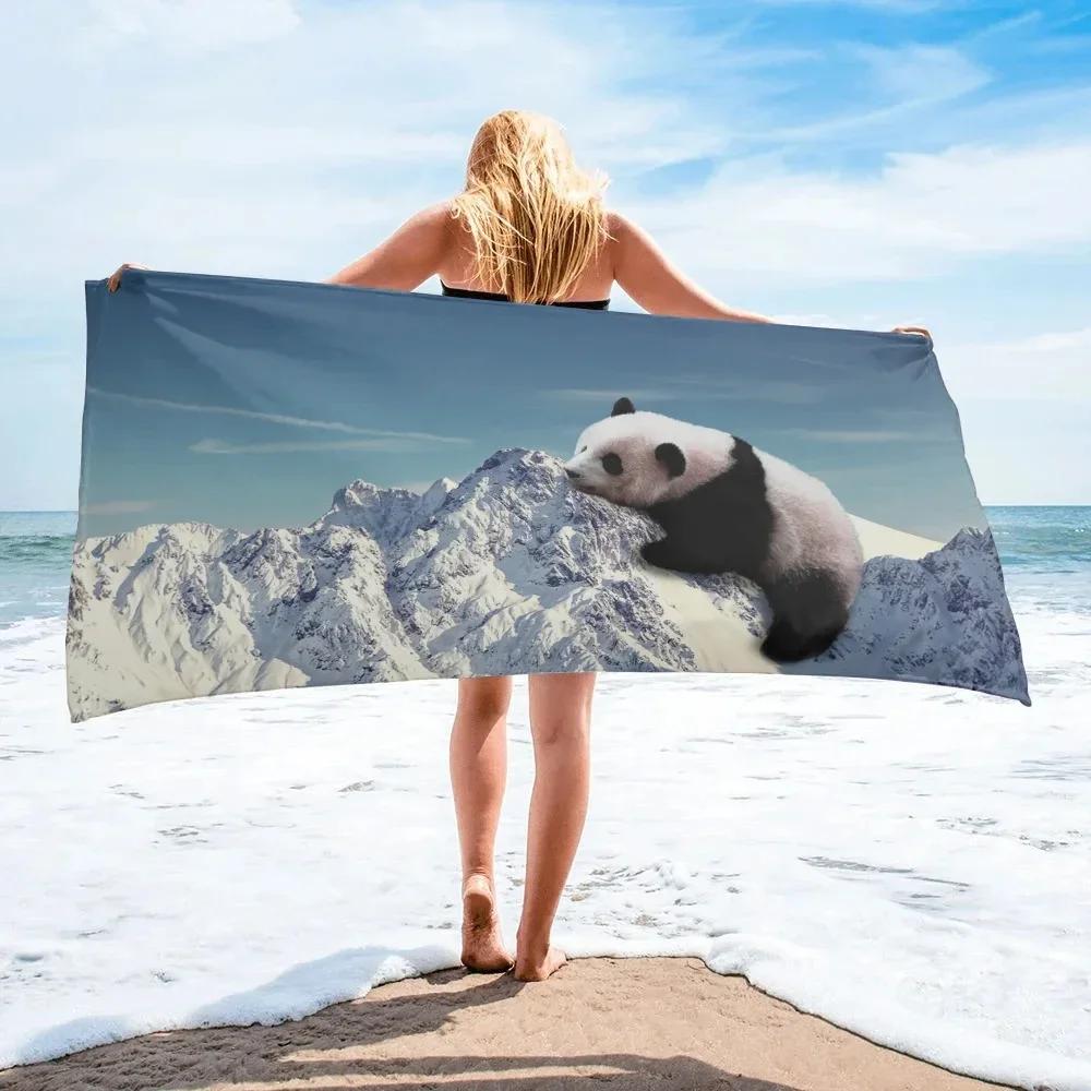 Panda Beach Towel Bathroom Cute Cartoon Animal Soft Quick-drying Bath Towel Kids Teen Adults Gifts Shower Summer Blanket Towels