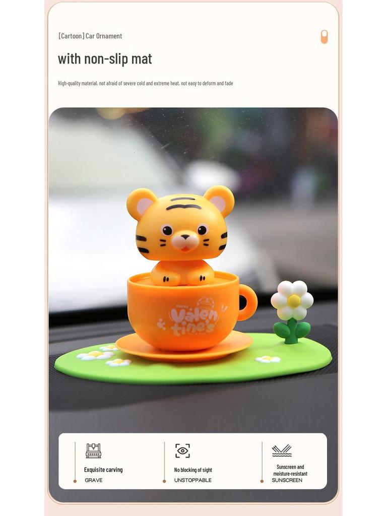 Solar-Powered Cute Cartoon KT Cat Car Ornament with Nodding Head