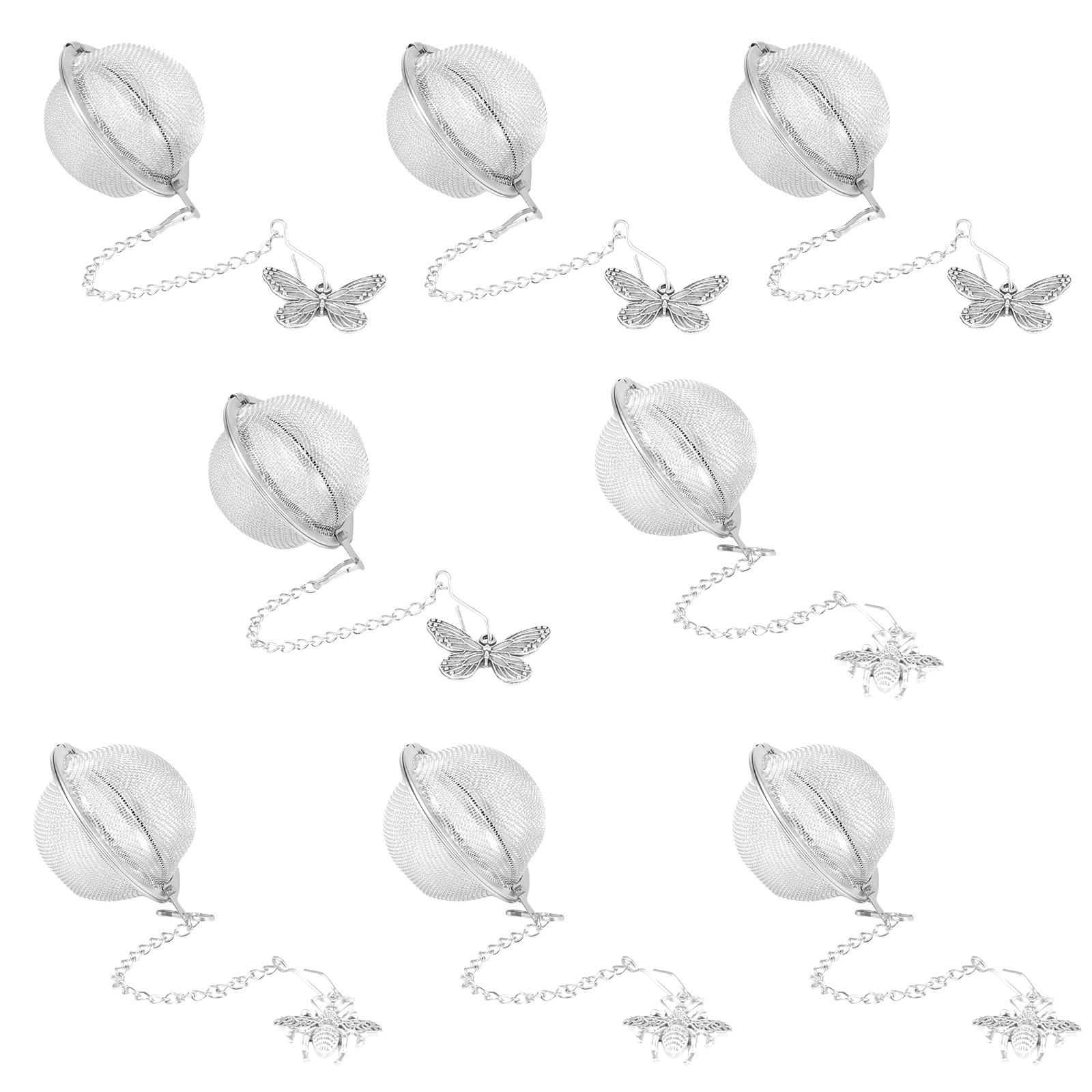 

8Pcs Practical Reusable Stainless Steel Tea Drinkers with Charm and Fine Mesh Design Suitable for Glass Cups Ceramic Pots