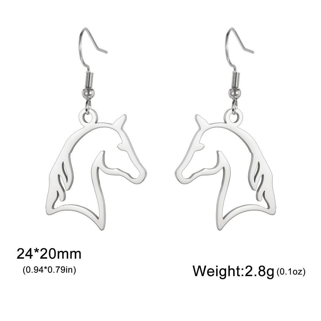 Horse Head Earrings Stainless Steel Jewelry Hollow Animal Pendant for Women Girls Gold Color Zodiac Horse New Year 2026 Trend