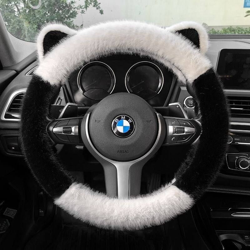 Car Steering Wheel Cover Winter Plush Thickened Warm and Cute for Girls Car Interior Decoration Universal Car Handle Cover