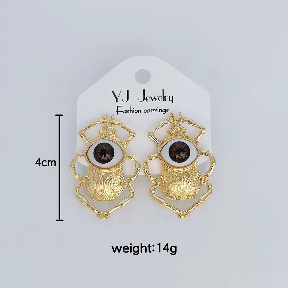 2025 New Vintage Insect Pendant Eye Pendant Necklace ins New Insect Stud Earrings Fashionable Girls Jewelry Accessories