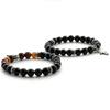 Natural Stone Black Cut Cross Onyx Bead Bracelet C22SVB-1002